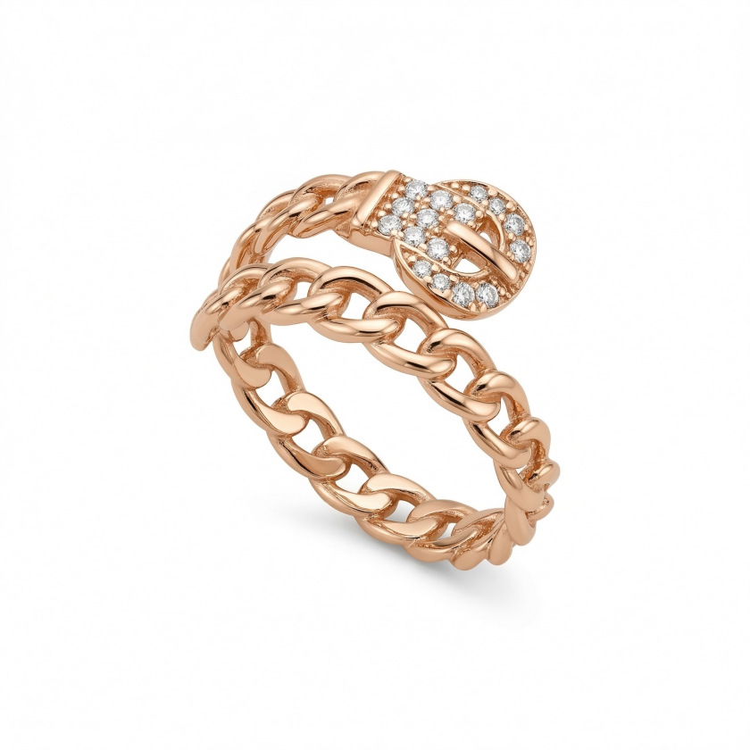 Золота каблучка «Сяюча виточеність» у стилі паве